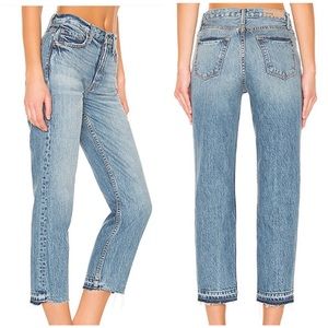GRLFRND Helena Giulia Straight Leg Raw Hem Jeans